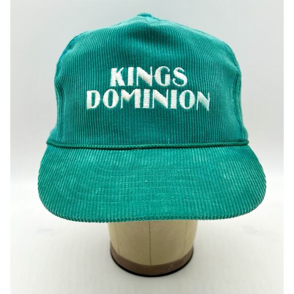 Vintage Kings Dominion Amusement Park Corduroy Hat Cap SnapBack Green Taiwan - Picture 2 of 9